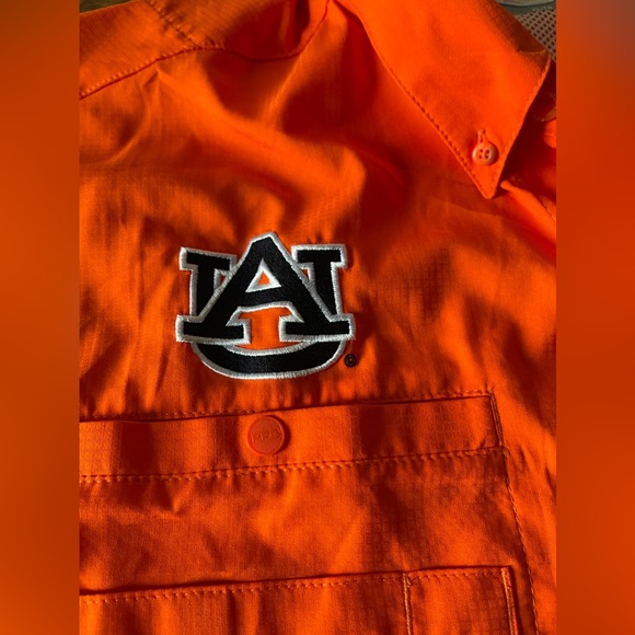 Columbia Button Up Orange AUBURN short-sleeve Vented  Sportswear Football XL - Picture 5 of 8